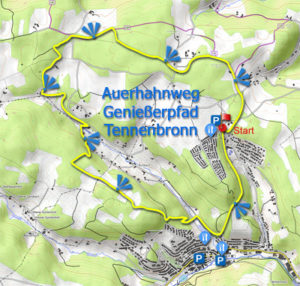 Karte Auerhahnwanderweg Tennenbronn